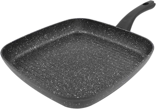 28cm Black Marble Non-Stick Griddle Pan Induction Safe with Cool Touch Handle