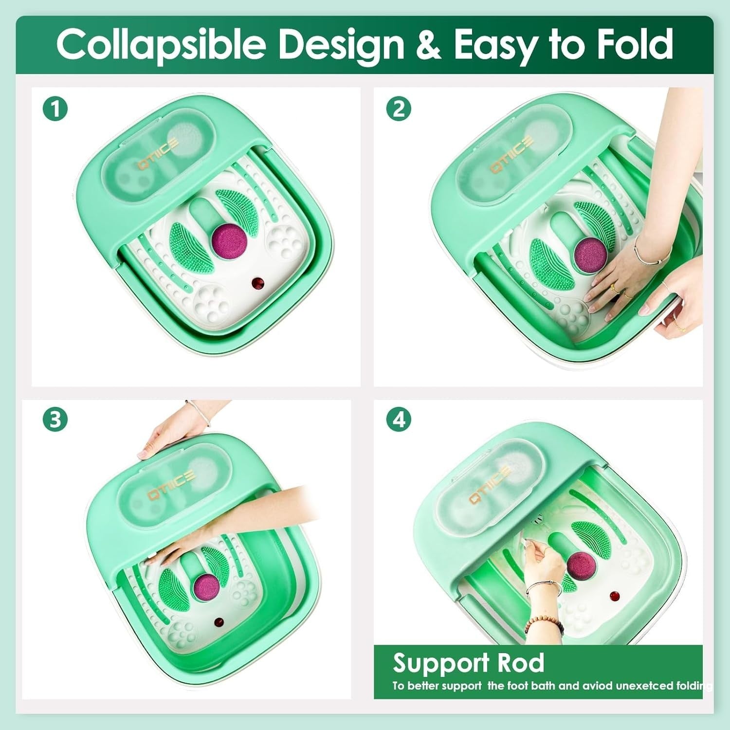 Collapsible Foot Spa with Heat, Bubble & Vibration Massage, Pedicure Kit