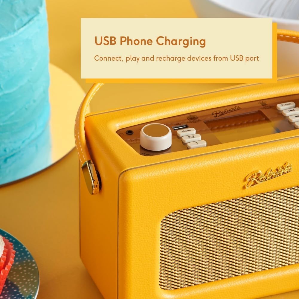 Portable FM/DAB/DAB+ Internet Radio with Bluetooth & Wi-Fi Sunburst yellow