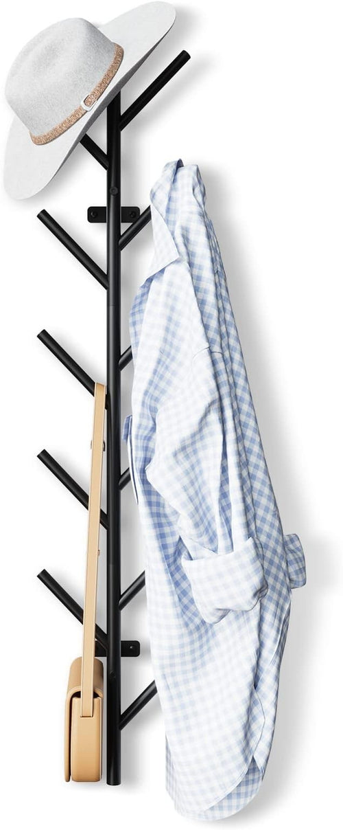 Coat Hooks Wall Mounted - 100 cm Metal Coat Rack with 11 Hooks, Wall Coat Hook