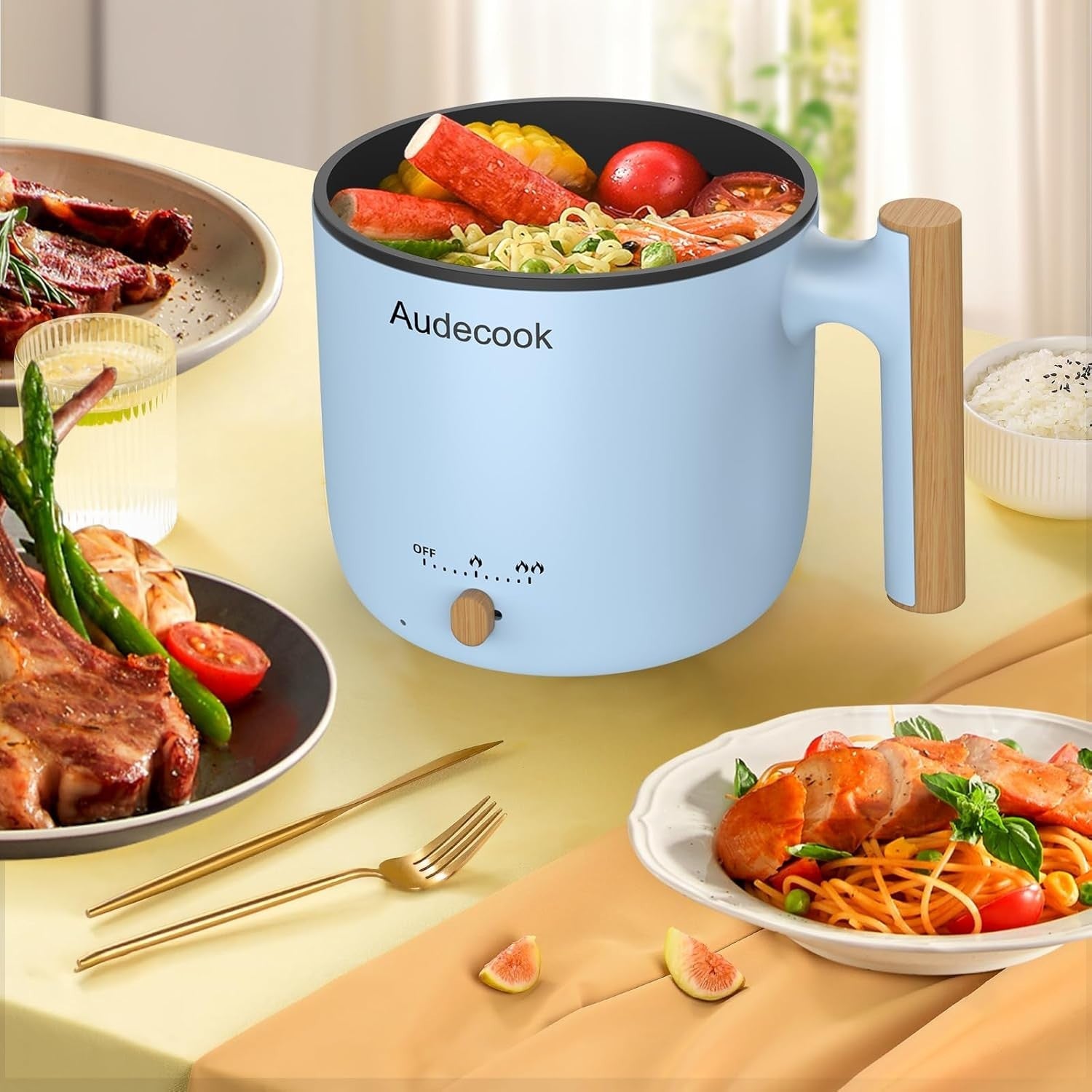 Electric 1.8L Portable Hot Pot with Steamer | Non-Stick Cooker for Soup & Ramen