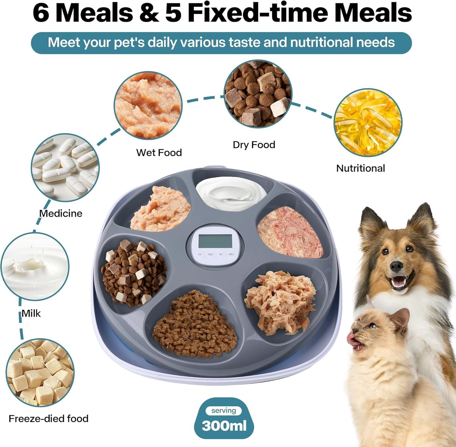 Automatic Wet Cat Feeder 6 Meal Timer Food Dispenser Ice Pack Fresh