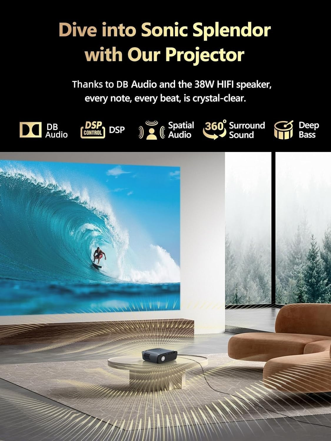 4K Smart Projector 2400 ANSI Google TV WiFi 6 Bluetooth HDR