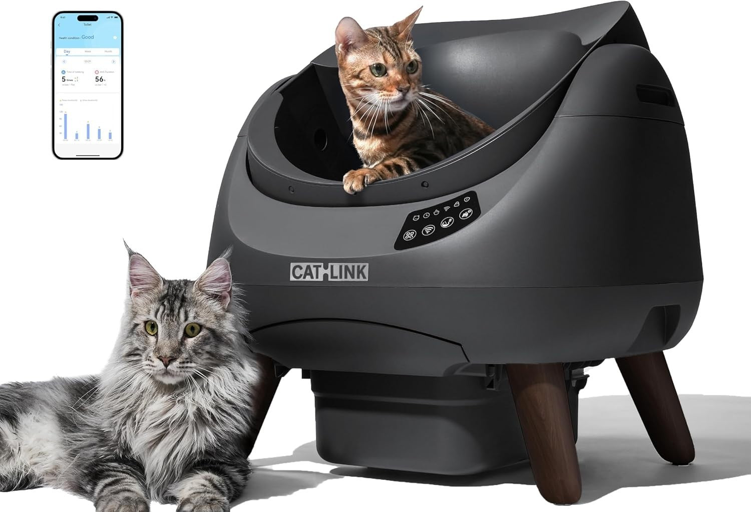 Self Cleaning Cat Litter Box APP Control AI Health Monitor Open Top