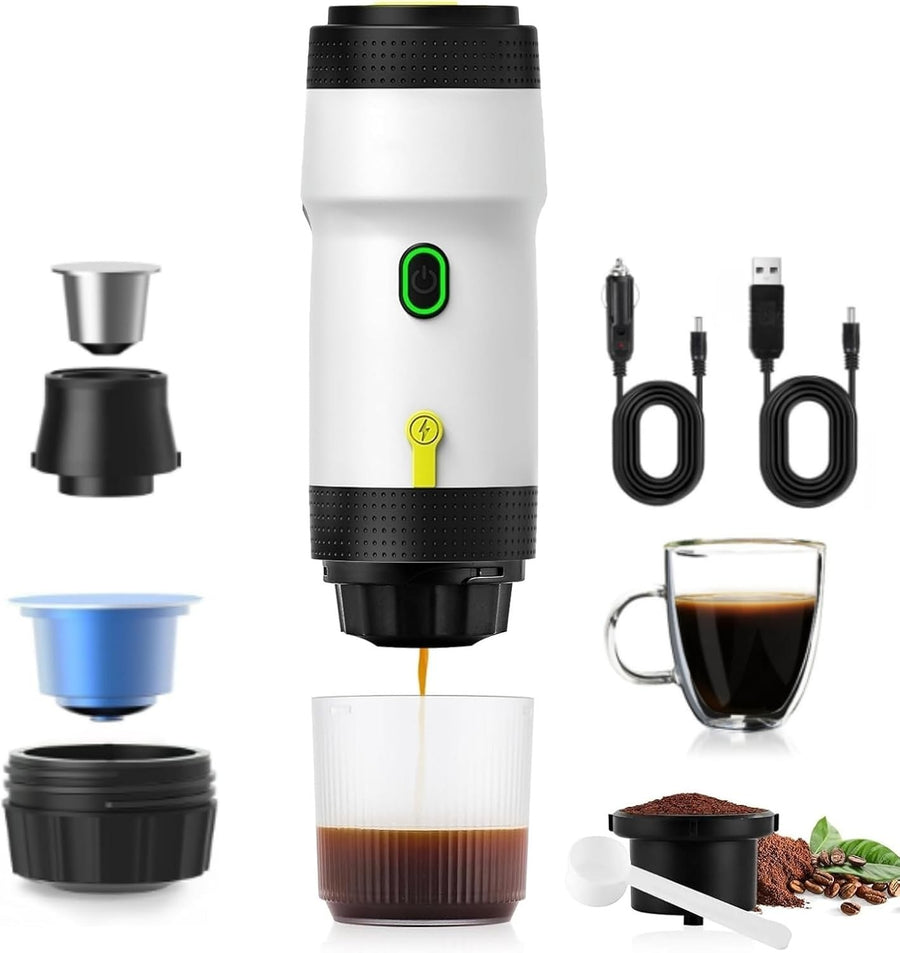 Portable 20-Bar Espresso Maker Travel Coffee Machine USB Car Powered