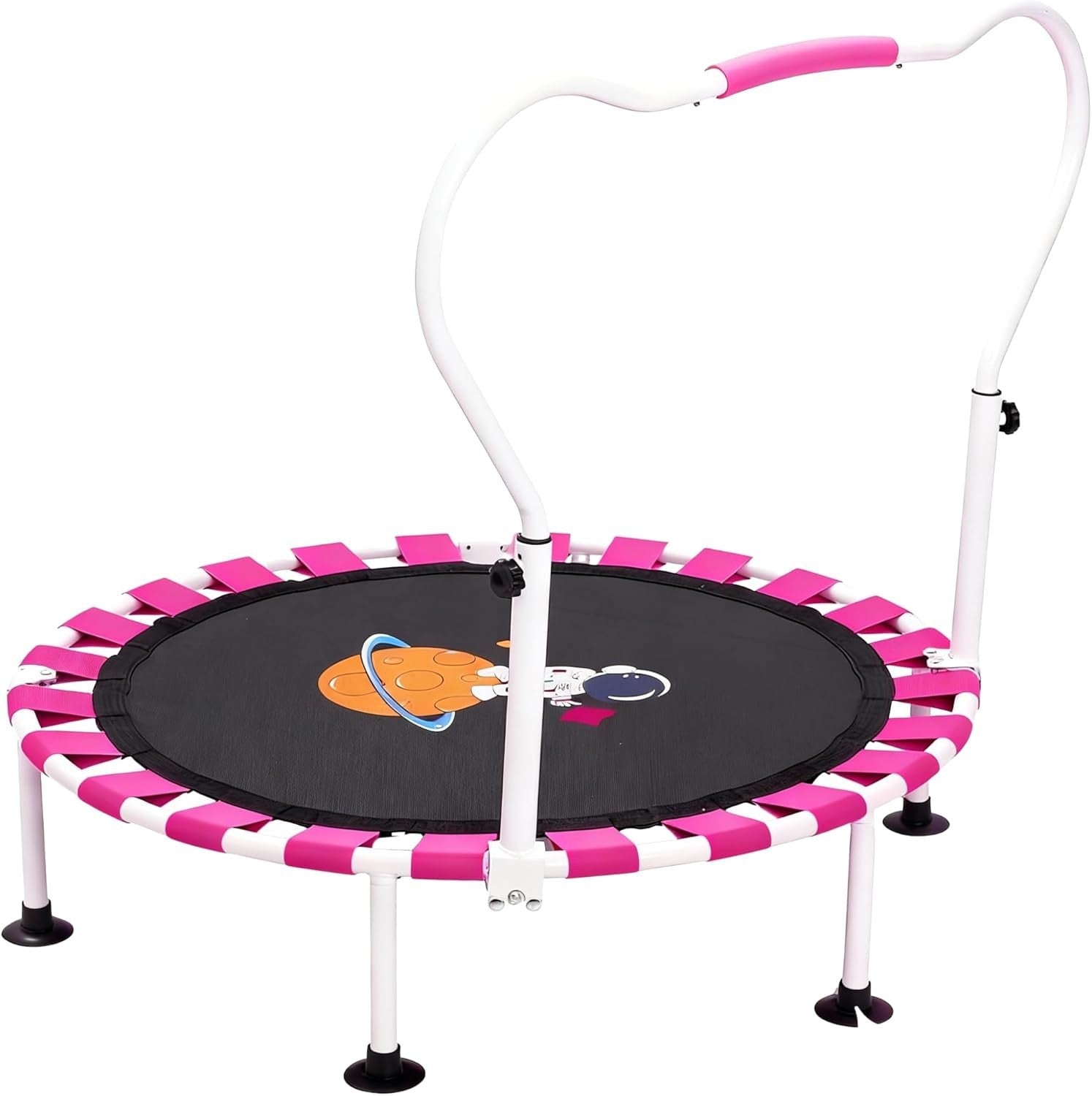 39in Toddler Trampoline Height Adjustable Foldable Kids Indoor Pink