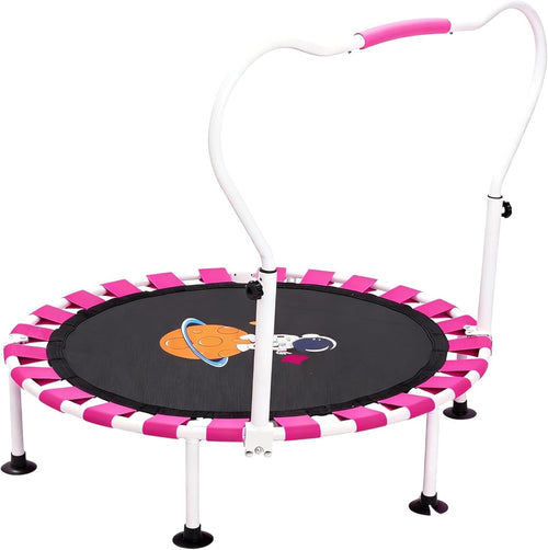 39in Toddler Trampoline Height Adjustable Foldable Kids Indoor Pink