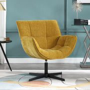 Yellow Swivel Chenille Accent Armchair Modern Vanity Tub Chair