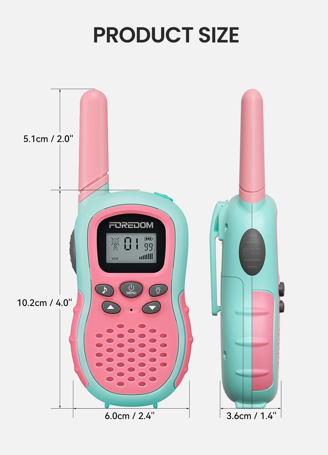 Kids Walkie Talkies 2 Pack Long Range VOX 2 Way Radio Flashlight Pink