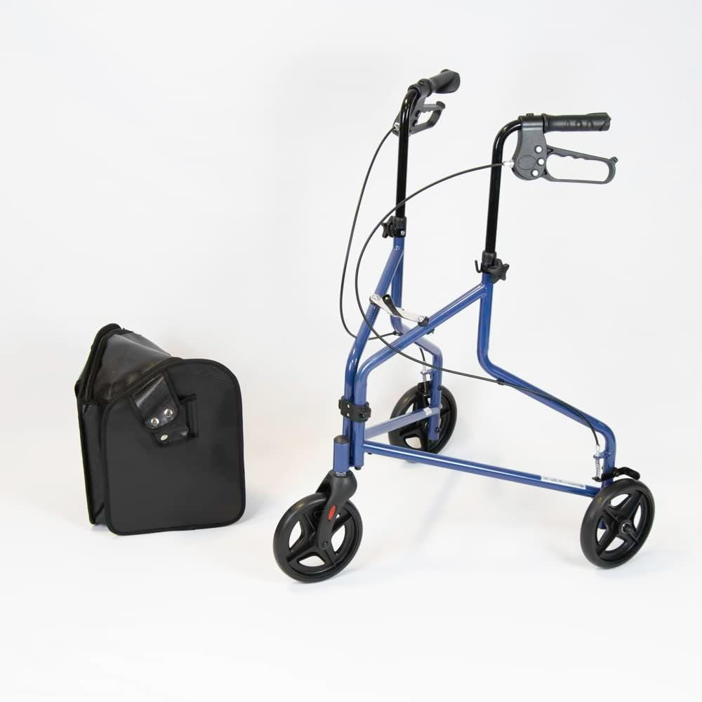 3 Wheel Rollator Walker Lightweight Folding Mobility Aid with Brakes & Bag