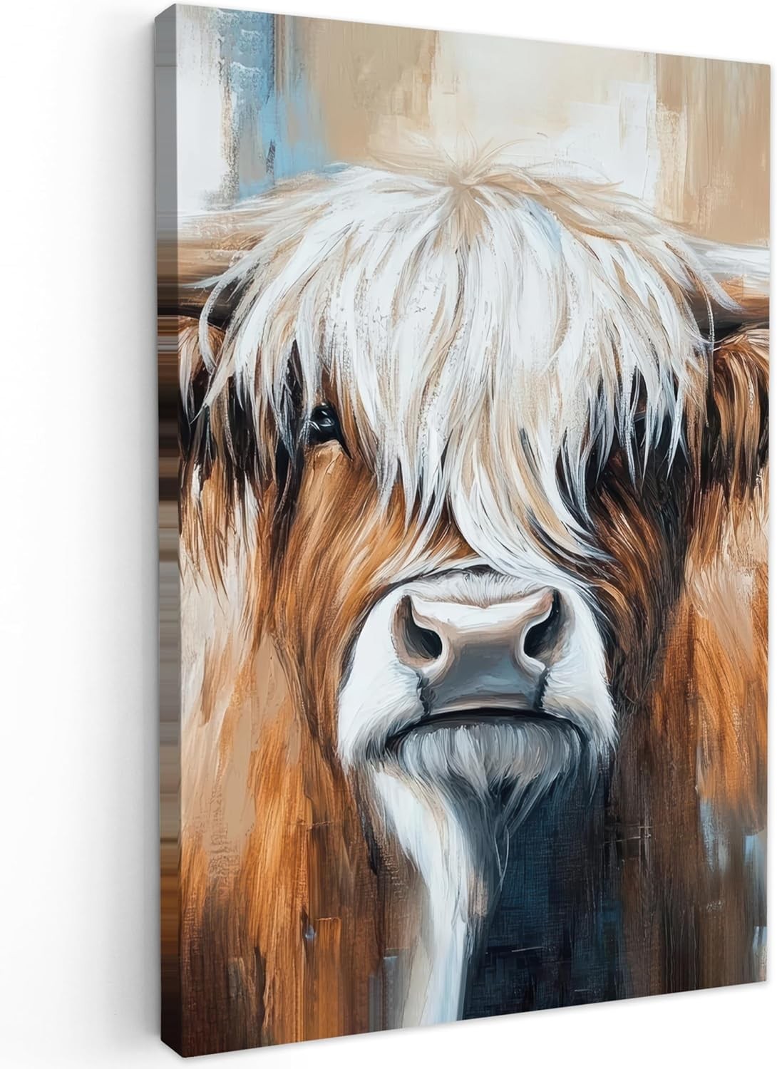 Highland Cow Canvas Wall 40x60cm Framed Rustic Farmhouse