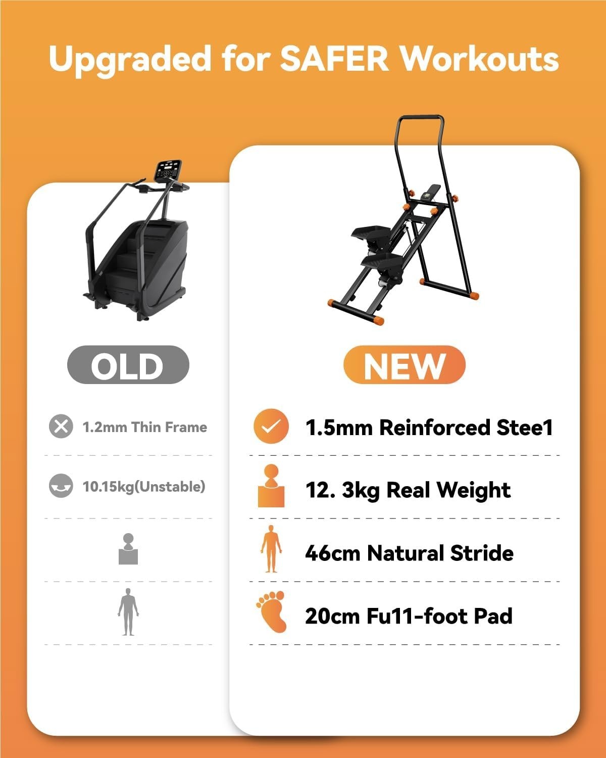 Foldable Vertical Stair Climber w/ Adjustable Pedals, Handlebar & LCD Monitor
