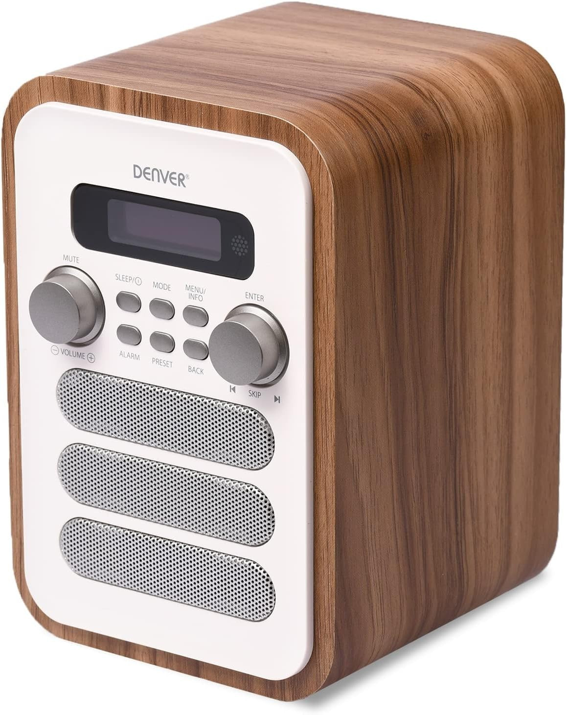 DAB Bluetooth Digital Radio Alarm Clock with Remote, White, 40 Presets