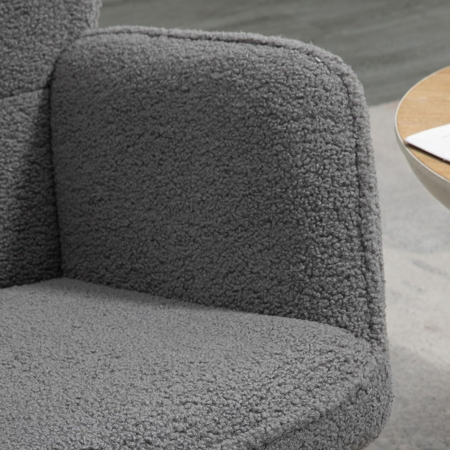 Fleece Wingback Rocking Chair with Wood Base – Comfy Lounge Armchair