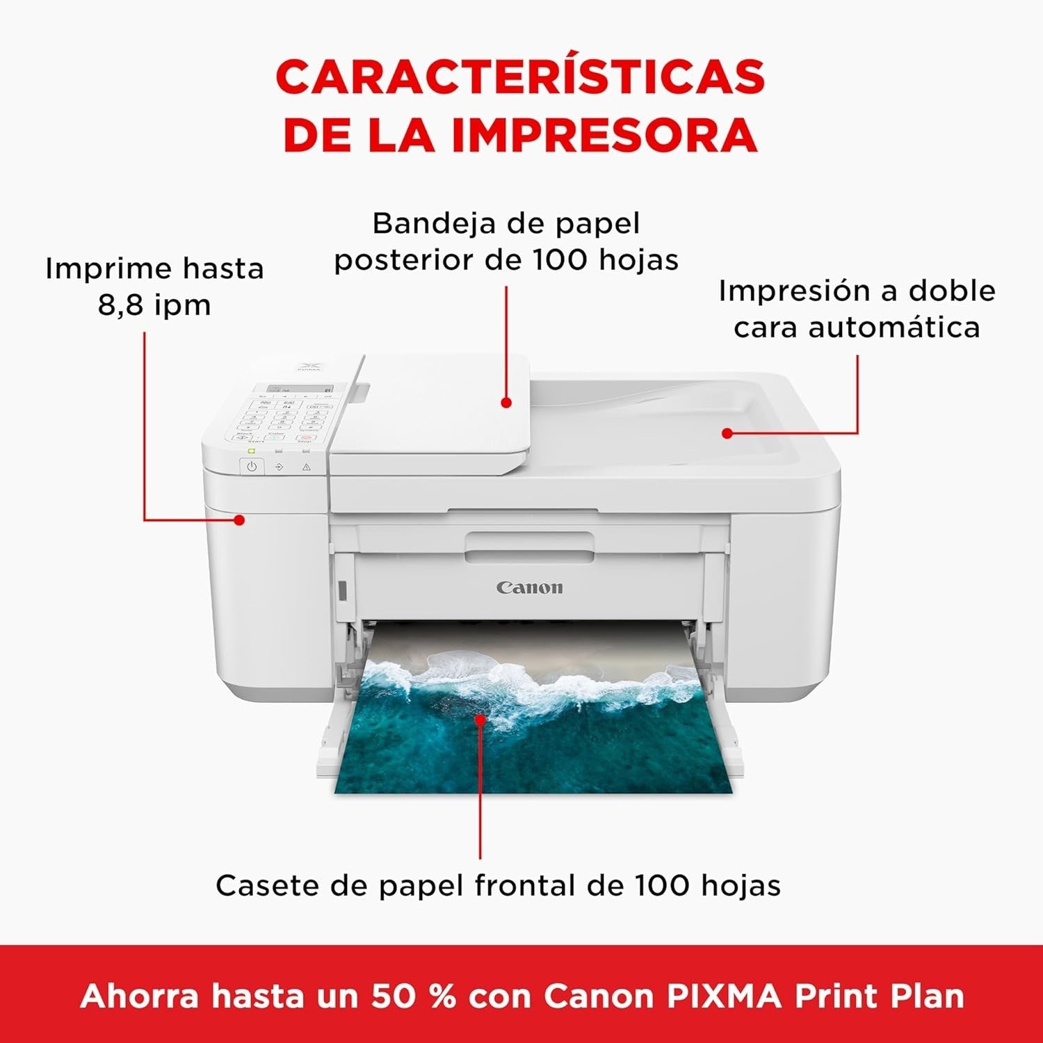 4-in-1 Wireless Printer White | Print Scan Copy Fax ADF Borderless Photos