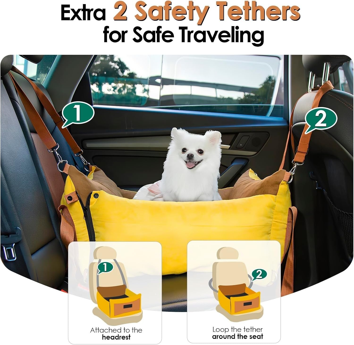 Dog Car Seat Booster Bed Portable Travel Carrier Washable Up to 15kg