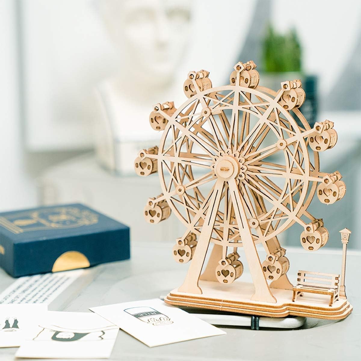 3D Wooden Ferris Wheel Puzzle Toy – DIY Mechanical Model Kit for Kids & Adults