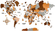 3D Wooden World Map Wall Decor Large Travel Art Home Office Decor