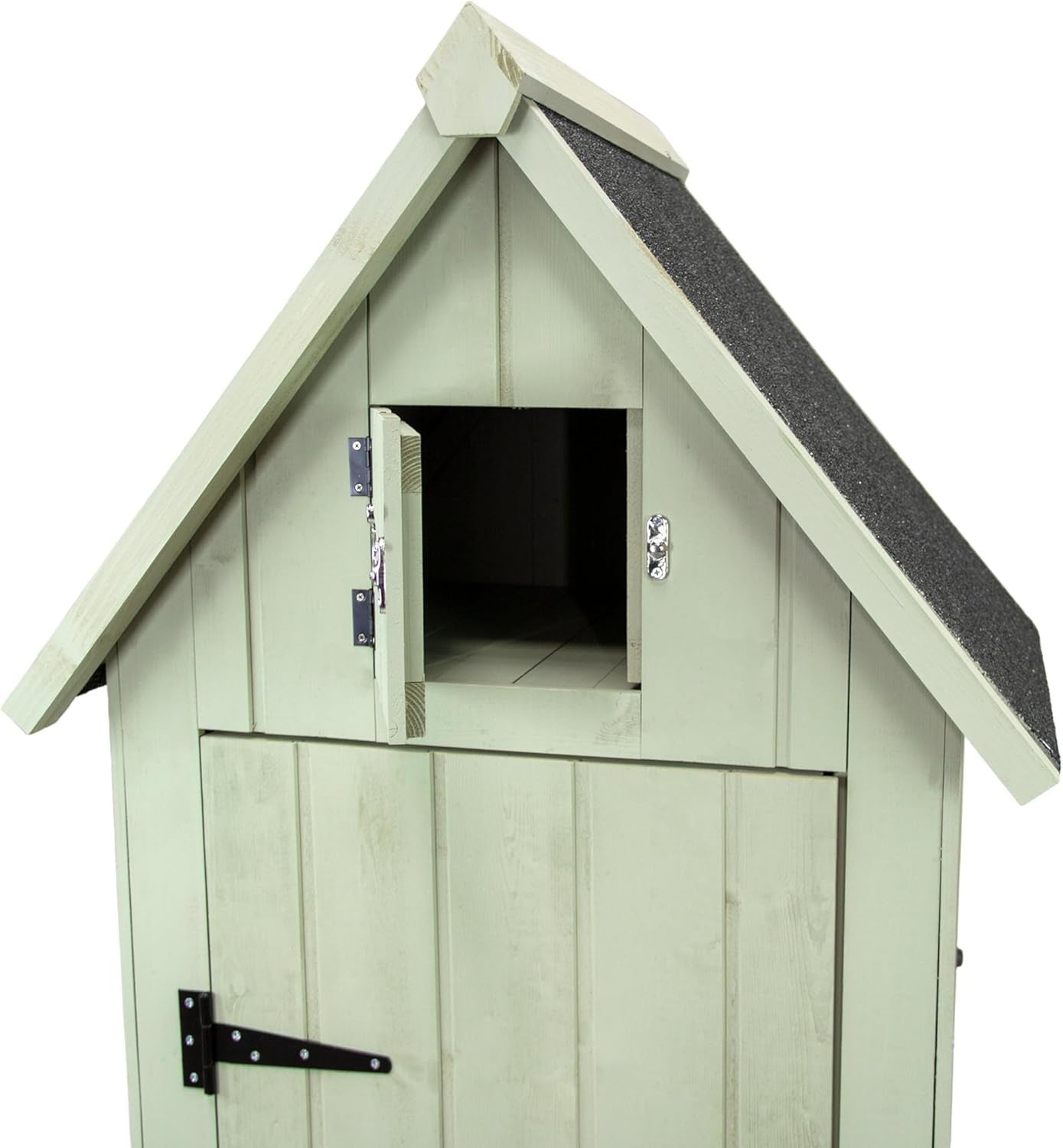 Wooden Garden Shed Outdoor Storage with Shelves, Hooks & Lockable Doors Green