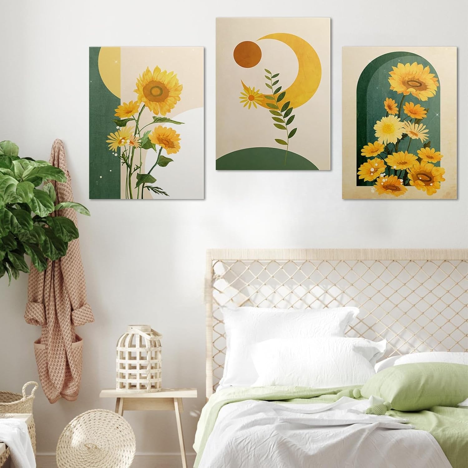 Sunflower Wall Art Set of 3 Framed Canvas 30x40cm