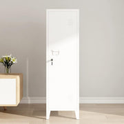 Tall Metal Locker Cabinet White Lockable Office Storage Cupboard