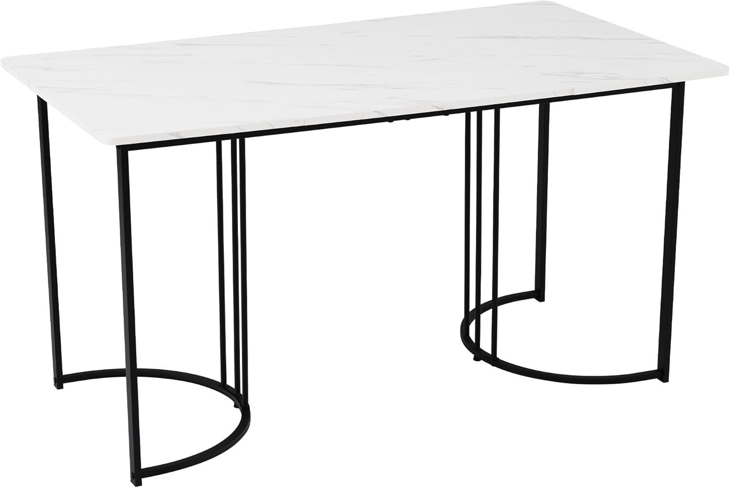 Modern Marble Dining Table 140x80cm Metal Frame White Black Kitchen Desk
