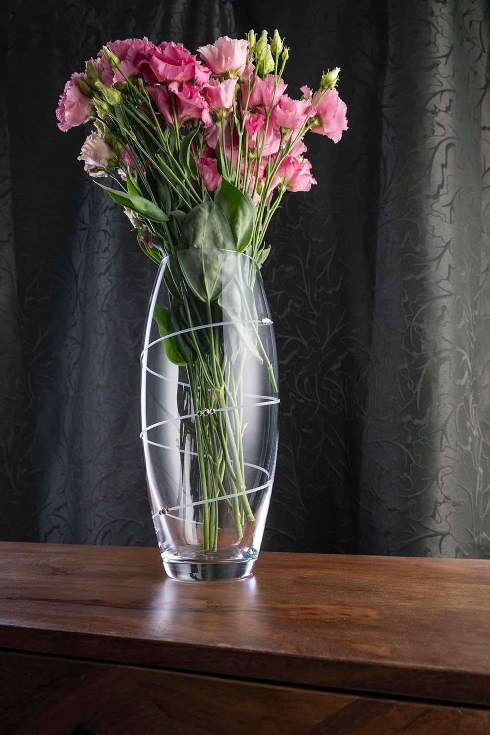 30cm Hand Cut Crystal Vase Spiral Design Luxury Clear Flower Home Décor