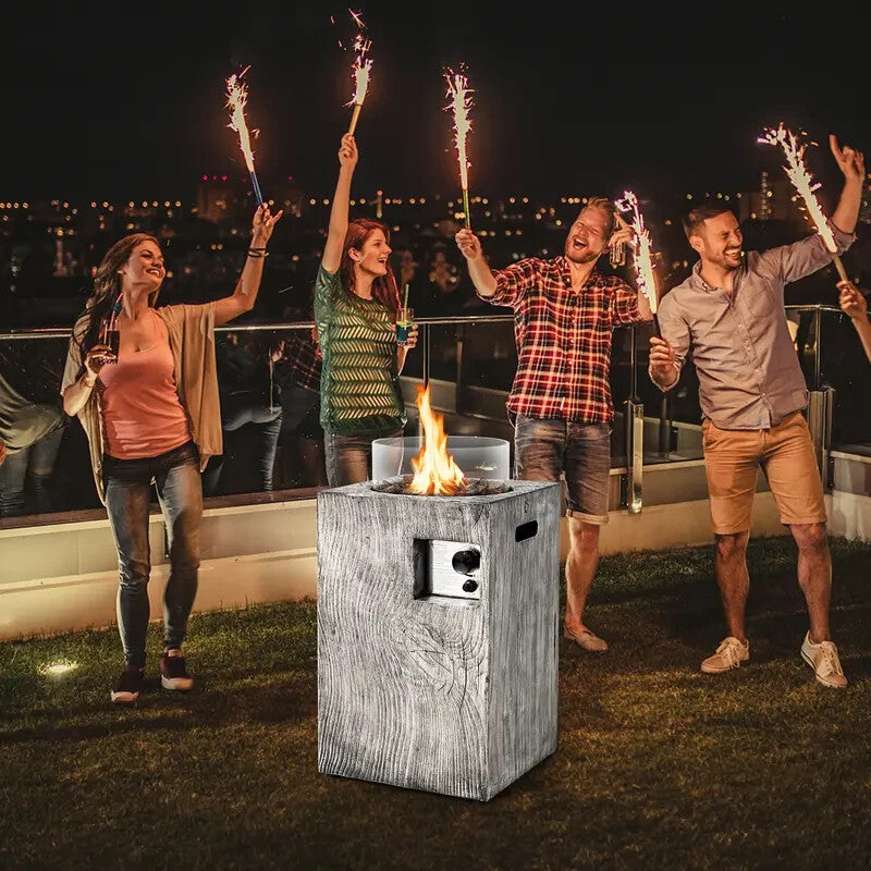 Outdoor Propane Gas Fire Pit Table 8.79kW w/ Cover Lava Rocks & Glass Shield