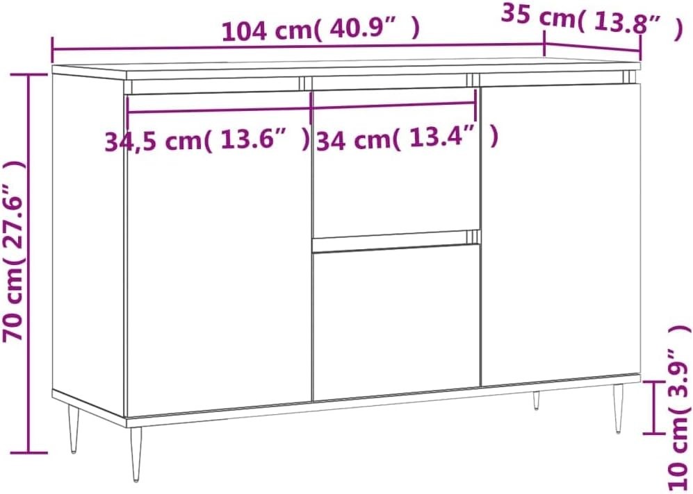 Sonoma Oak Sideboard Storage Cabinet with Iron Legs | Dent Resistant, Stylish