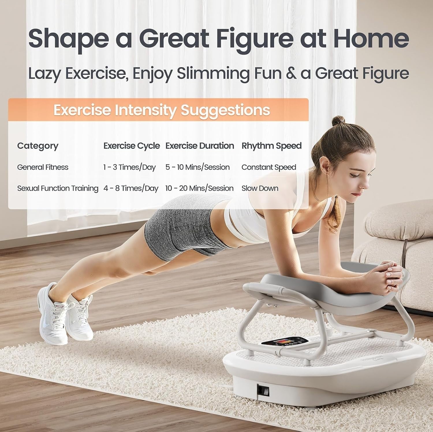Grey 3D Vibration Plate Fitness Chair 150 Speeds Folding Home Workout