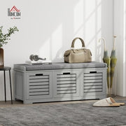 Grey Shoe Storage Bench with Cushion & 3 Drawers – Modern Hallway Seat