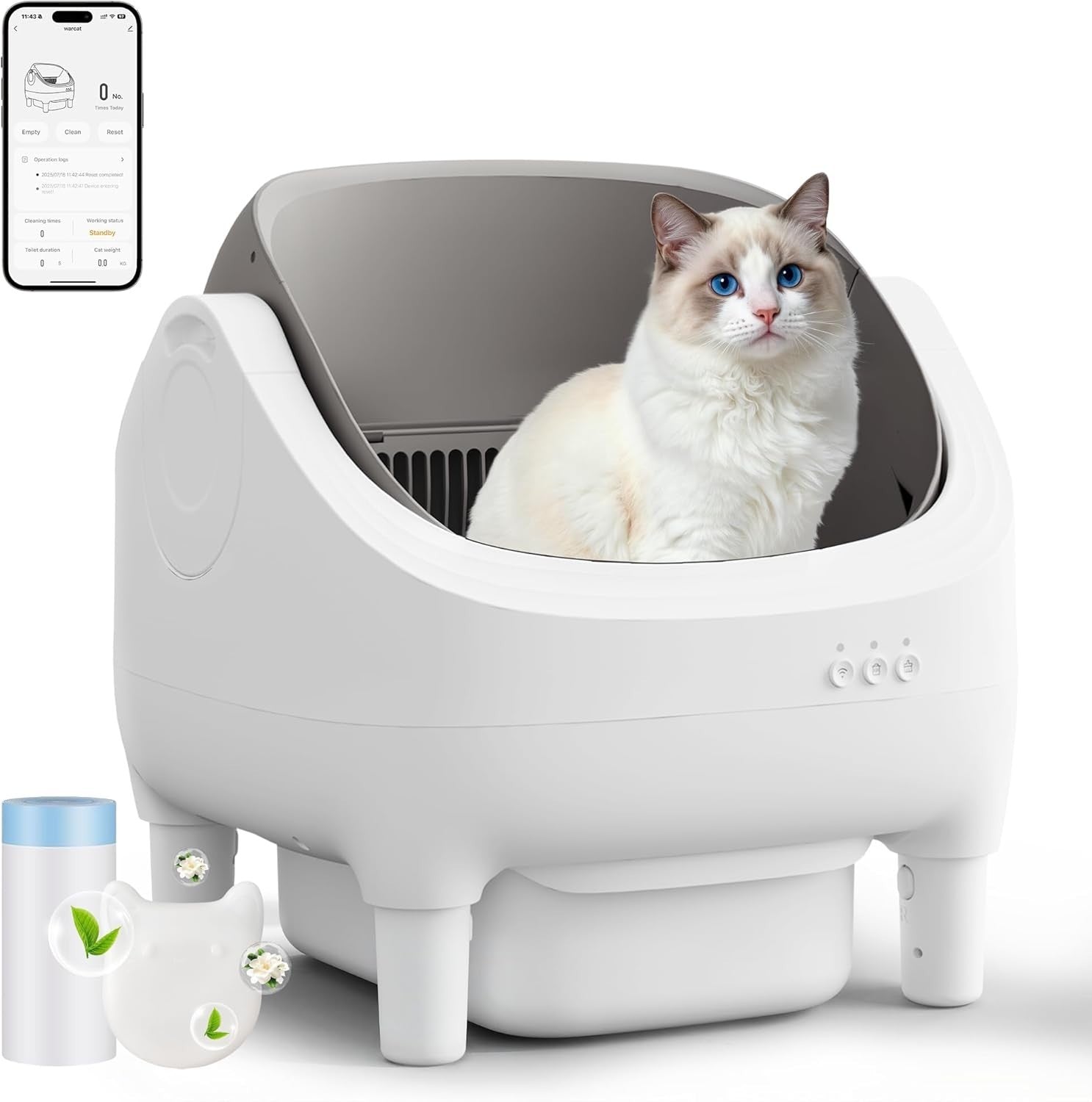 90L Smart Cat Litter Robot App Control Auto Cleaning Multi Cat Tray