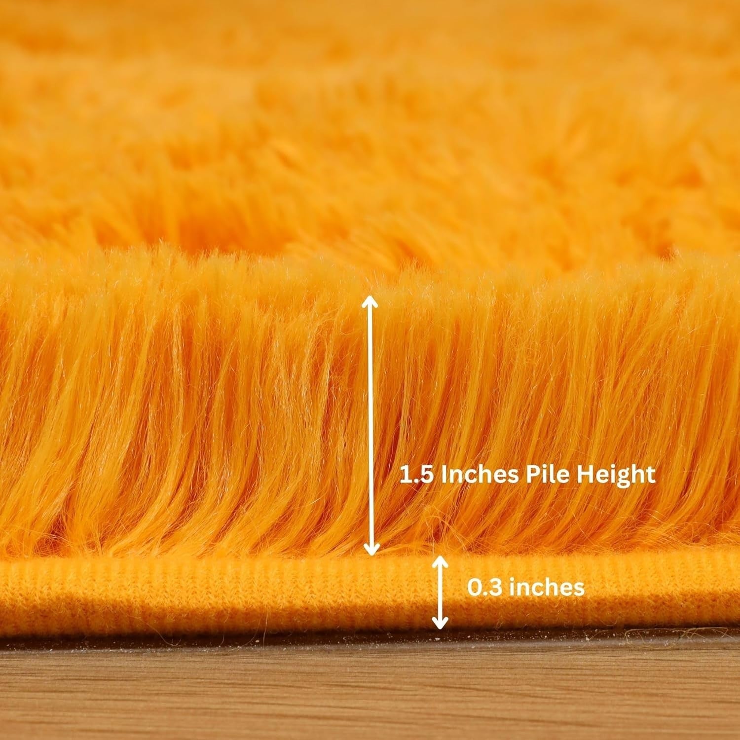 Large Shaggy Rug 200x290cm Ochre Soft Fluffy Thick Pile Non Slip Bedroom Carpet