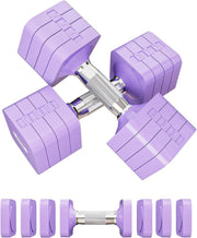 40LB Adjustable Dumbbells Pair 4-in-1 Anti-Roll Purple Home Gym Weights