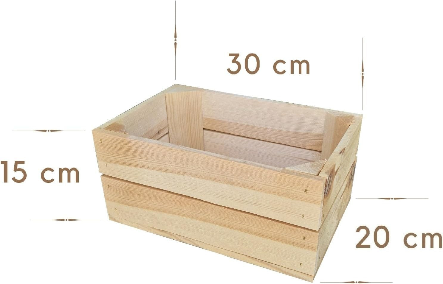 12-Piece Natural Burnt Textured Wooden Storage Crates Organizer 30x20x15cm