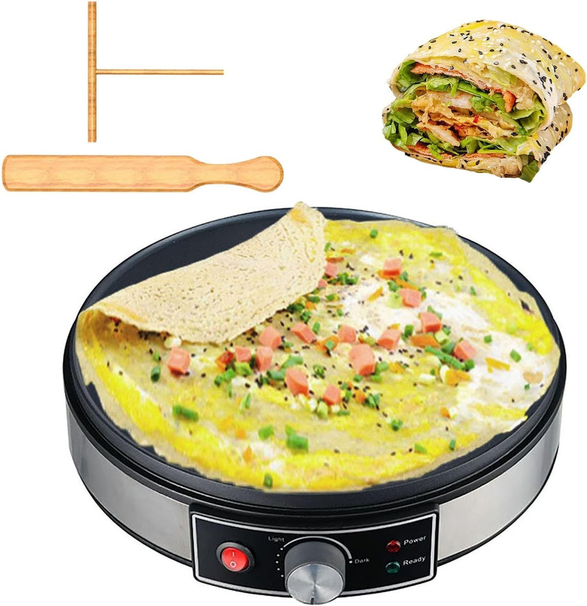 12" Electric Pancake & Crepe Maker – Non-Stick Adjustable Temp Breakfast Machine