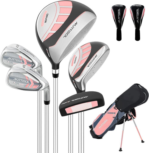 Junior Golf Club Set Right Hand 6pc Driver Hybrid Irons Putter Stand Bag