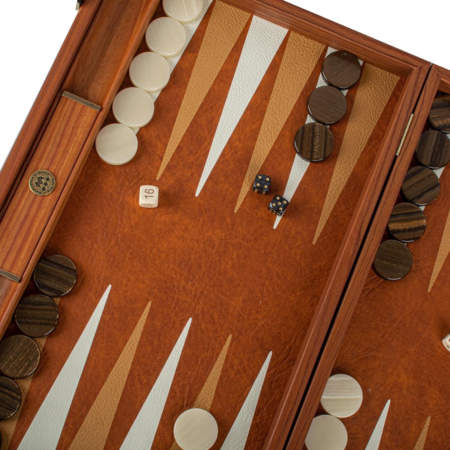 Luxury Backgammon Set Leatherette Folding Board 19in Premium Strategy Game