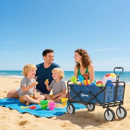 Folding Festival Trolley 90L Portable Camping Garden Cart on Wheels