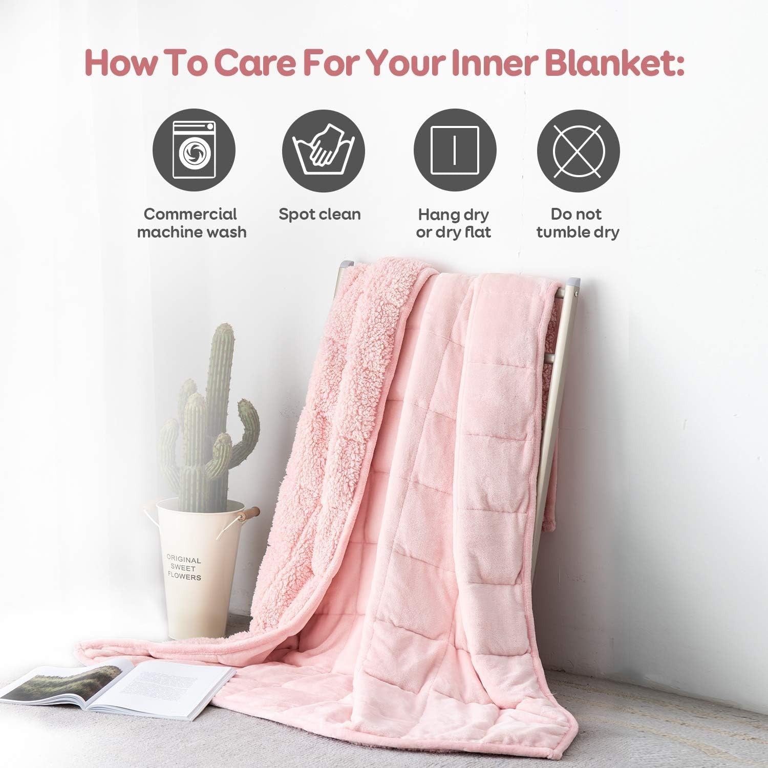 7kg Weighted Blanket Pink Sherpa Plush Fleece 150x200cm for Sofa Bed