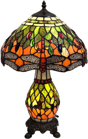 Dragonfly Tiffany Table Lamp 19” Tall Handmade Stained Glass Light