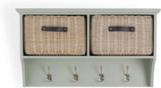Wall Mounted Coat Rack with Baskets Sage Green Hallway Storage Shelf Unit