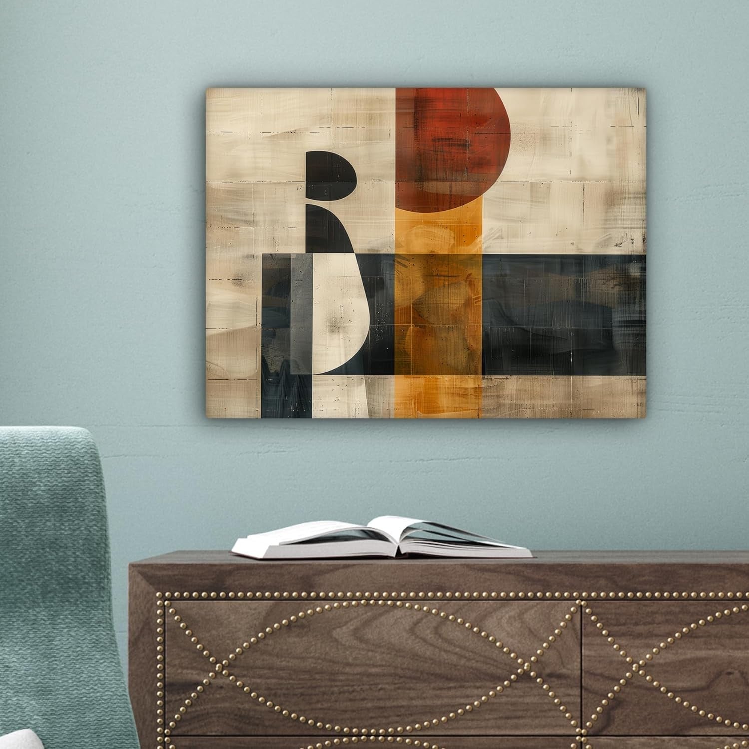Beige Industrial Abstract Canvas Wall Art 40x30cm Modern Print