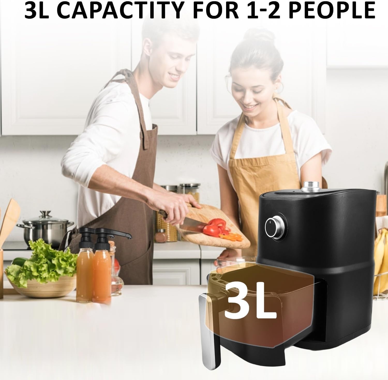 Compact 3L Air Fryer Oven 5-in-1 Multicooker | Healthy Low-Fat Cooking