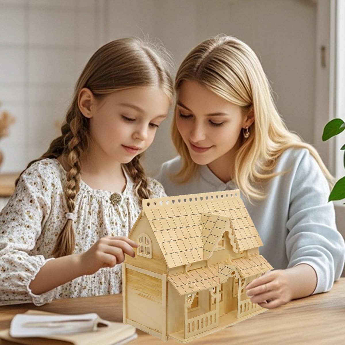 Wooden Dollhouse Construction Kit - DIY Handcraft Model, Paintable & Sturdy