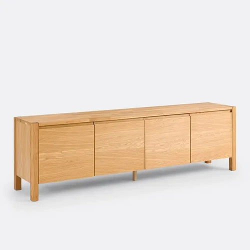 Modern Oak Sideboard Cabinet with 4 Doors & Adjustable Storage Shelves