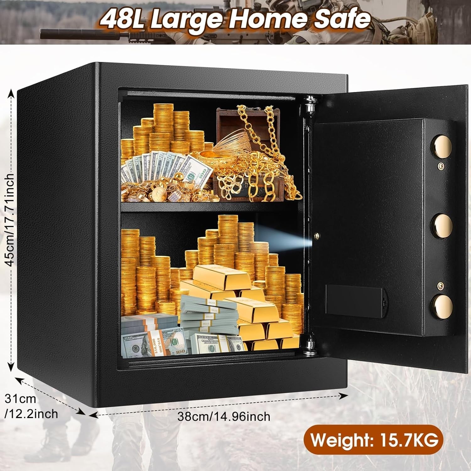 48L Digital Home Safe Box Fireproof Bag Cash Document Security