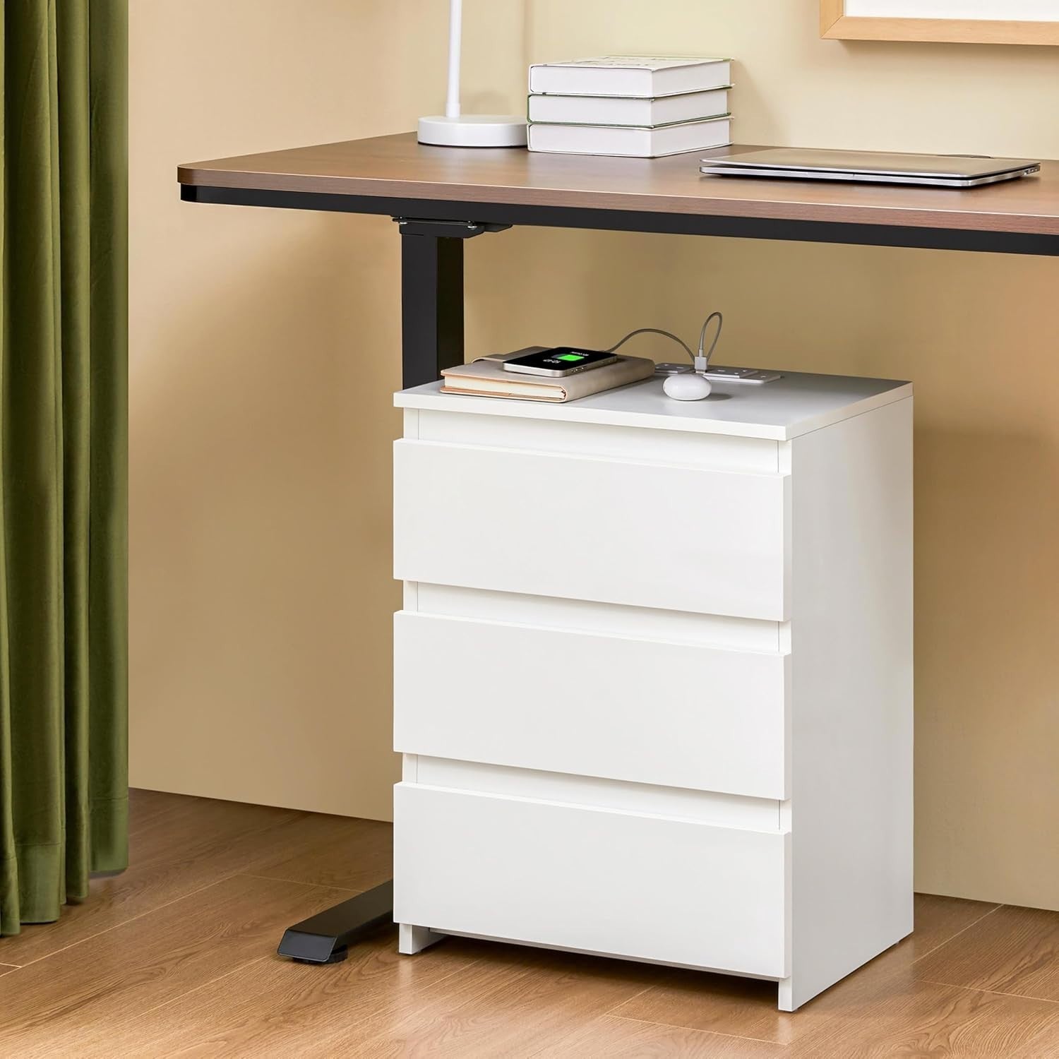 Set of 2 Modern Bedside Tables with USB Charging Ports | 3 Drawer