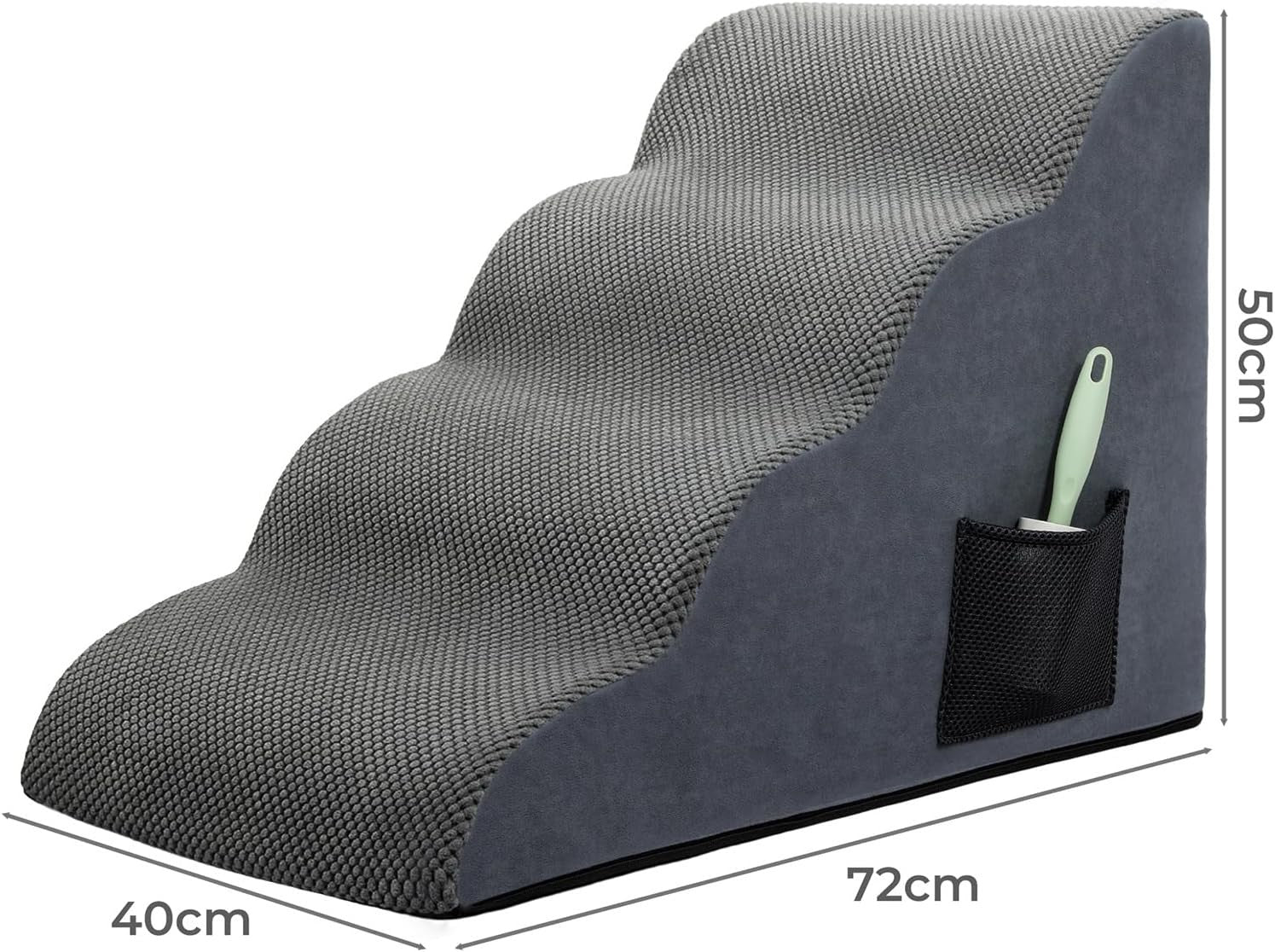4‑Step High‑Density Foam Dog Stairs for Bed & Sofa – Non‑Slip Pet Ramp