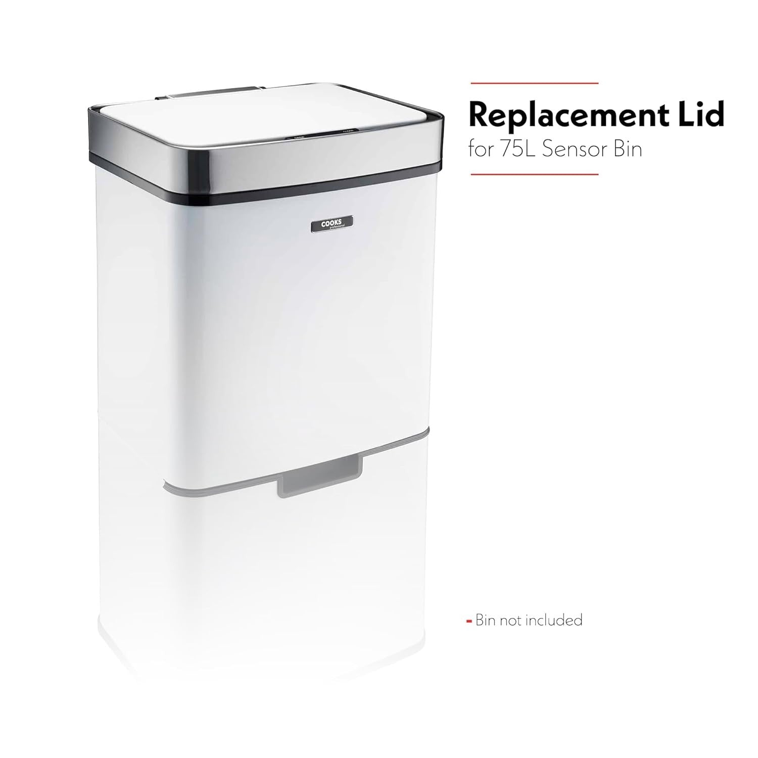 75L Recycling Bin Replacement Sensor Lid White Silver Auto